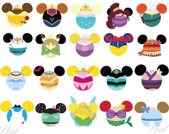 Princess Mouse Ear Png Bundle: Funny Face T-Shirt Design (Digital Download