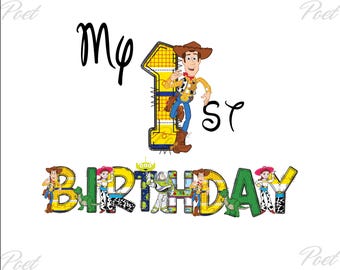 PNG de primer cumpleaños de Toy Story: Diseño de cumpleaños familiar (descarga digital)