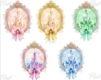 Castillo de princesa PNG Clipart: Diseño de cumpleaños mágico (Descarga digital)