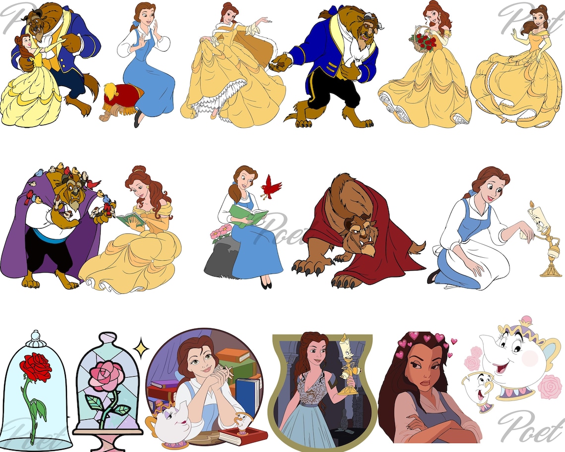 Beauty and the Beast Clipart Bundle: Belle PNG, SVG (digital Download ...