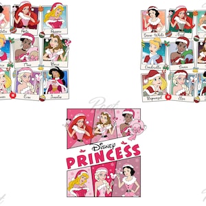 Princess Png, Christmas Png, Snow White, Ariel, Aurora, Cinderella, Tiana, Belle, Rapunzel, Elsa, Jasmine Digital Download Png