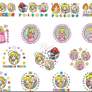 Princess Peach PNG: Super Mario Friends Clipart (Instant Download