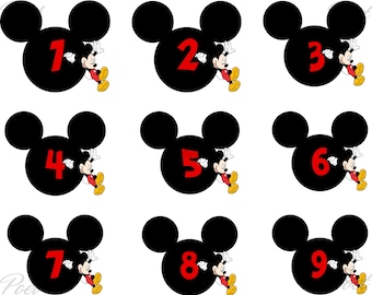 Ensemble anniversaire Mickey Mouse PNG : téléchargement numérique haute résolution