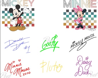 Mickey and Friends Signature PNG, Instant Download