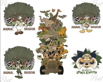 ミッキーマウス＆フレンズ サファリ PNG：家族旅行シャツデザイン（デジタルダウンロード）