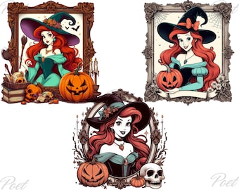 Ariel Halloween PNG, A Pequena Sereia PNG, (Download Digital)
