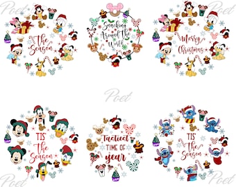 Snacking Around The World, Christmas Disney Characters PNG File (For Sublimation)