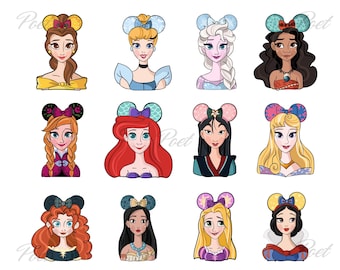 Princess Cartoon Clipart Bundle: Movie-Themed PNG (Digital Download)