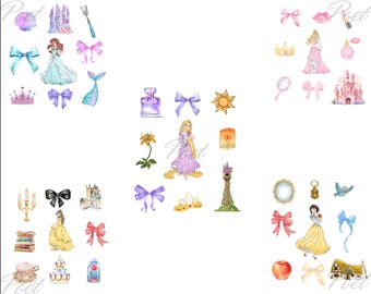 Princess Movie Clipart PNG Collection: Cartoon Sublimation Art (Digital Download