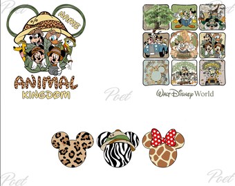 Animal Kingdom PNG Bundle: Safari Mouse & Friends Clipart (Digital Download)