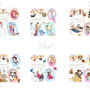 Princess Cartoon Clipart: Movie Theme PNG Collection (Digital Download