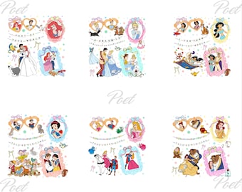 Clipart dei cartoni animati della principessa: collezione PNG a tema cinematografico (download digitale)