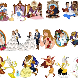 Belle en het beest-clipartbundel: Belle png, SVG (digitale download)