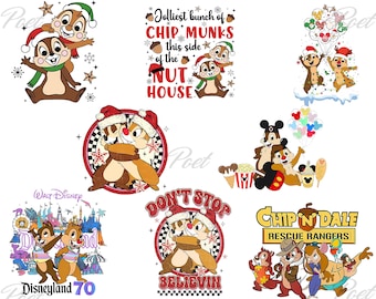 Chip and Dale Christmas PNG: Matching Couple T-Shirt Design (Instant Download)