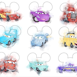 Mouse Ears Cars Clipart Png, Cars Png Bundle, Lightning McQueen Png, Great for Cars Birthdays, Shirts, Crafts