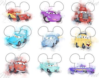 Lightning McQueen Mouse Ears PNG Clipart Bundle: Cars Birthday Crafts (Digital Download