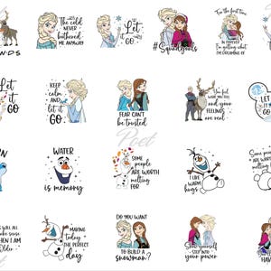 Frozen Clipart: Elsa, Anna, Olaf - Let It Go PNG (Instant Download)