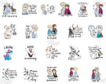 Frozen Clipart: Elsa, Anna, Olaf - Let It Go PNG (Instant Download)