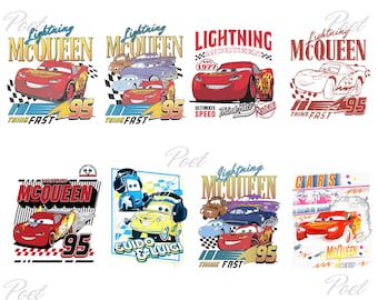Cartoon Cars PNG Bundle: Lightning McQueen, Tow Mater (Digital Download)