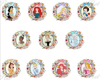 Princess Flowers PNG Clipart: Birthday Party Decorations (Digital Download