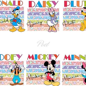 Minnie and Friends Png, Mickey, Pluto, Goofy, Daisy, Donald, Minnie Character Set Png, Minnie Mouse and Friends Party Png