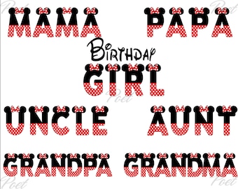Minnie Mouse Birthday Family PNG: Custom T-Shirt Design (Digital Download