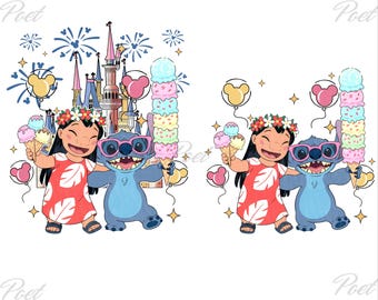 Lilo and Stitch PNG: Never Leave Family Behind, T-Shirt Design (Instant Download Png)