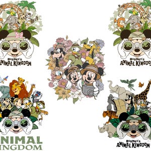 アニマルキングダムのミッキーマウスとミニーマウスのPNGバンドル、ヒョウマウスと仲間たちのクリップアート、レッツ・ゲット・ワイルドのPNG昇華、即時ダウンロード
