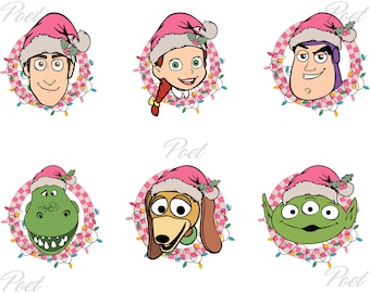 Toy Story Christmas Clipart Bundle: Buzz, Woody, PNG, SVG (Digital Download)