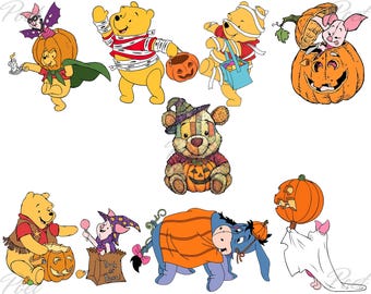 Winnie the Pooh Halloween PNG Bundle: Eeyore, Piglet, Tigger (Digital Download)
