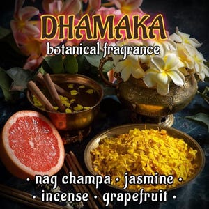 DHAMAKA - Jasmine, Nag Champa, Strawberry, Incense, Citrus - Botanical Fragrance - Room Mist, Natural Perfume Oil, Body Spray, Hair Perfume