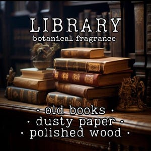 LIBRARY - Old Leather Books, Polished Wood - Natural Cologne Oil, Body Spray, Perfume Oil, Hair Perfume - Botanical Unisex Book Fragrance