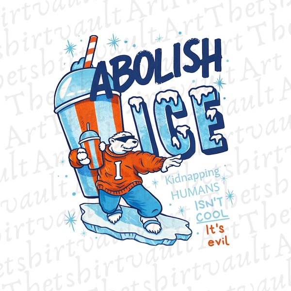 ICE abschaffen – PNG- und SVG-Download | Anti-Trump-Shirt-Design | Retro-Eisbär-Protestgrafik | Sofort-Download