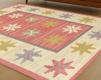 Custom Size Home Decor Area Rugs, 8x10, 10x14 Handmade Kilim Dhurrie Rug, boho rug Traditional Indian Carpet WOOL JUTE RUGS