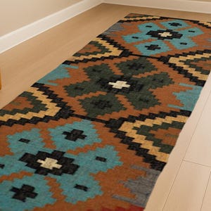 Traditional Area Rug, Jute Carpet Rug, Area Rug, Turkish Rug, Wool Jute Rug, Jute Hallway & Kitchen Decor, Washable Kilim for Indoor stair