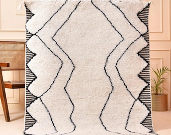 Handmade Beni ourain rug Authentic Geometric Design -Moroccan rug, Narrow Wool Beni Ourain Carpet, Custom Runner Rug for Entryway or Hallway