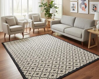 Vintage Boho Woven Rug, Handwoven Flat Weave Wool Jute Kilim, Textured Indoor Outdoor Area Rug, Artisan Natural Textile Rug For Living Room