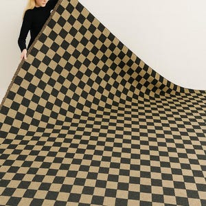 Checkered Jute Rug, Custom Size Runner Rug, Hallway Runner,Handmade Checker Rug, Jute Kilim Checkerboard Rug, Custom Area Runner Rug