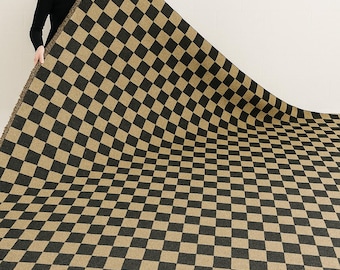 Checkered Jute Rug, Custom Size Runner Rug, Hallway Runner,Handmade Checker Rug, Jute Kilim Checkerboard Rug, Custom Area Runner Rug