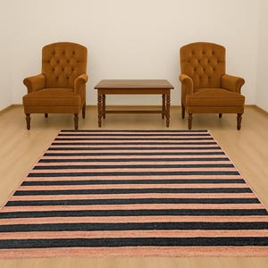 Handmade Natural Black Striped Jute Rug, Natural Jute Black High Quality Hand Woven-black & tan jute, Extra Large Area Jute Rug