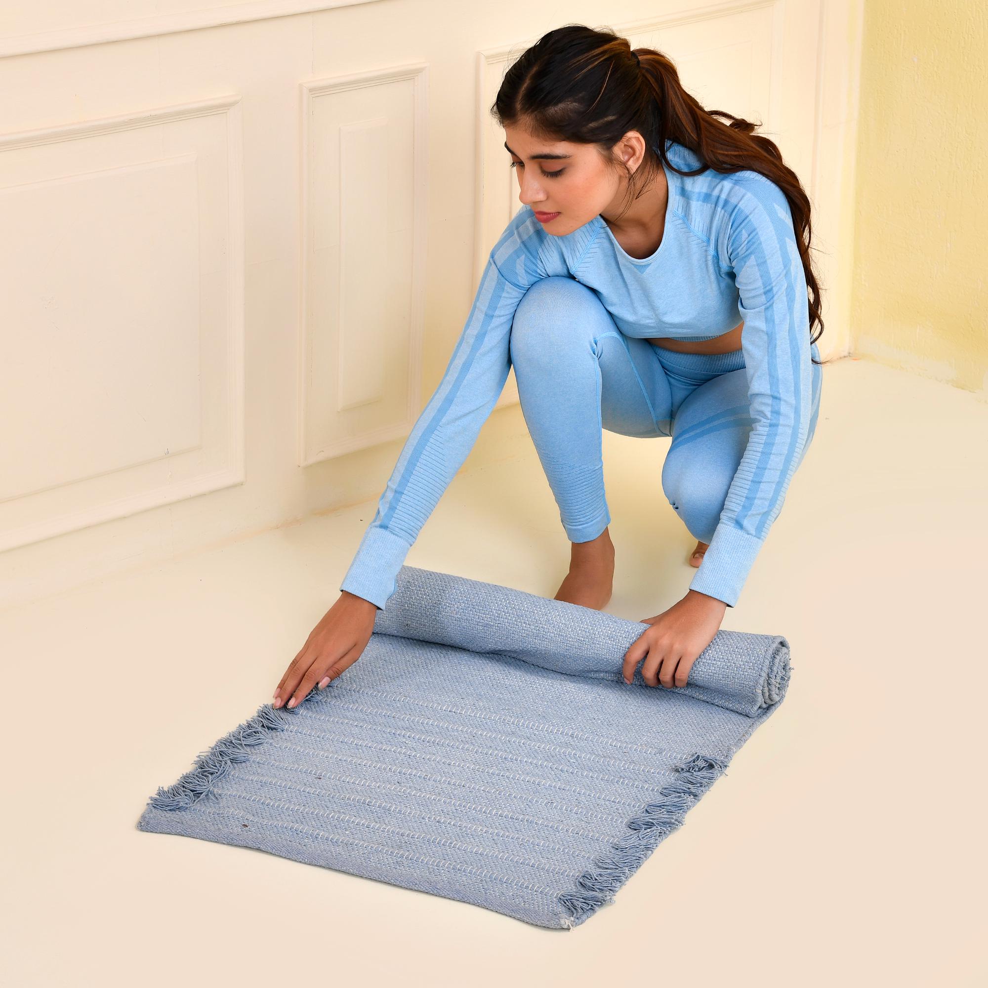 Organic Cotton Yoga Mat – Eco-Friendly, Non-Slip, Lightweight, Durable Exercise Mat for Yoga, Pilates & Meditation