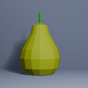 3D Papercraft Pear Template – DIY Low Poly Fruit Sculpture PDF – Printable Paper Model for Crafting & Home Decor