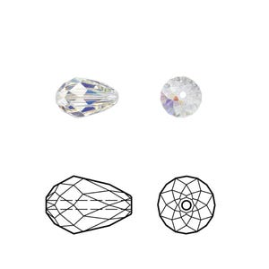 Österreichische Swarovski Kristall AB Aurora Borealis 5500 Anhänger Tropfen Perle 12 x 8 mm Schmuckherstellung Benutzerdefinierte Schmuck DIY
