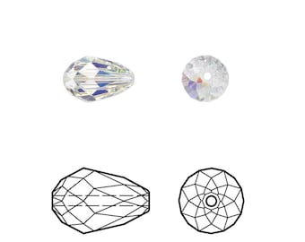 Swarovski Crystal AB Teardrop Pendant Bead: 12x8mm Jewelry Making