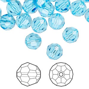Austrian Swarovski Crystal Aquamarine 5000 Round Bead 3mm 8mm Jewelry Making Custom Jewelry DIY
