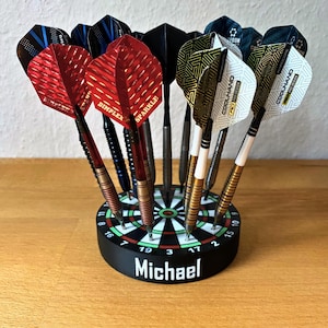 Dart Halter im Dartscheiben-Design | E-Darts & Steel-Darts | personalisierbar | 3D-Druck | Dartständer | Geschenk