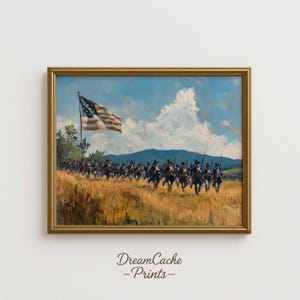 4th of July Patriotic War Scene Art Print - Independence Day Decor, Revolutionary Soldiers Wall Art, Historical USA Printable 168