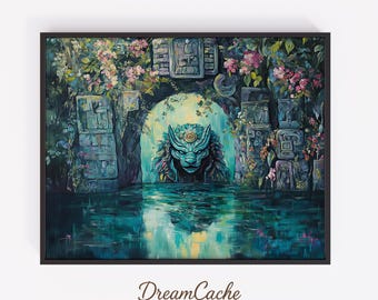 ケツァルコアトルの死。 油絵、メキシコ (アステカ) 神聖な物語