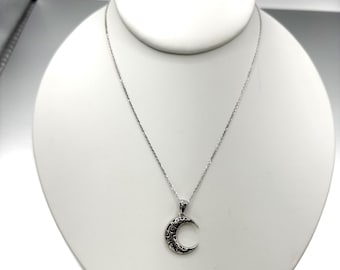 Set di collana e orecchini con luna crescente - Gioielli in argento sterling