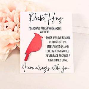 Cardinal Pocket Hug Bulk Funeral Favors for Celebration of Life & Memorial Service Pocket Hug and Wooden Token for Memorial Gift Sympathy